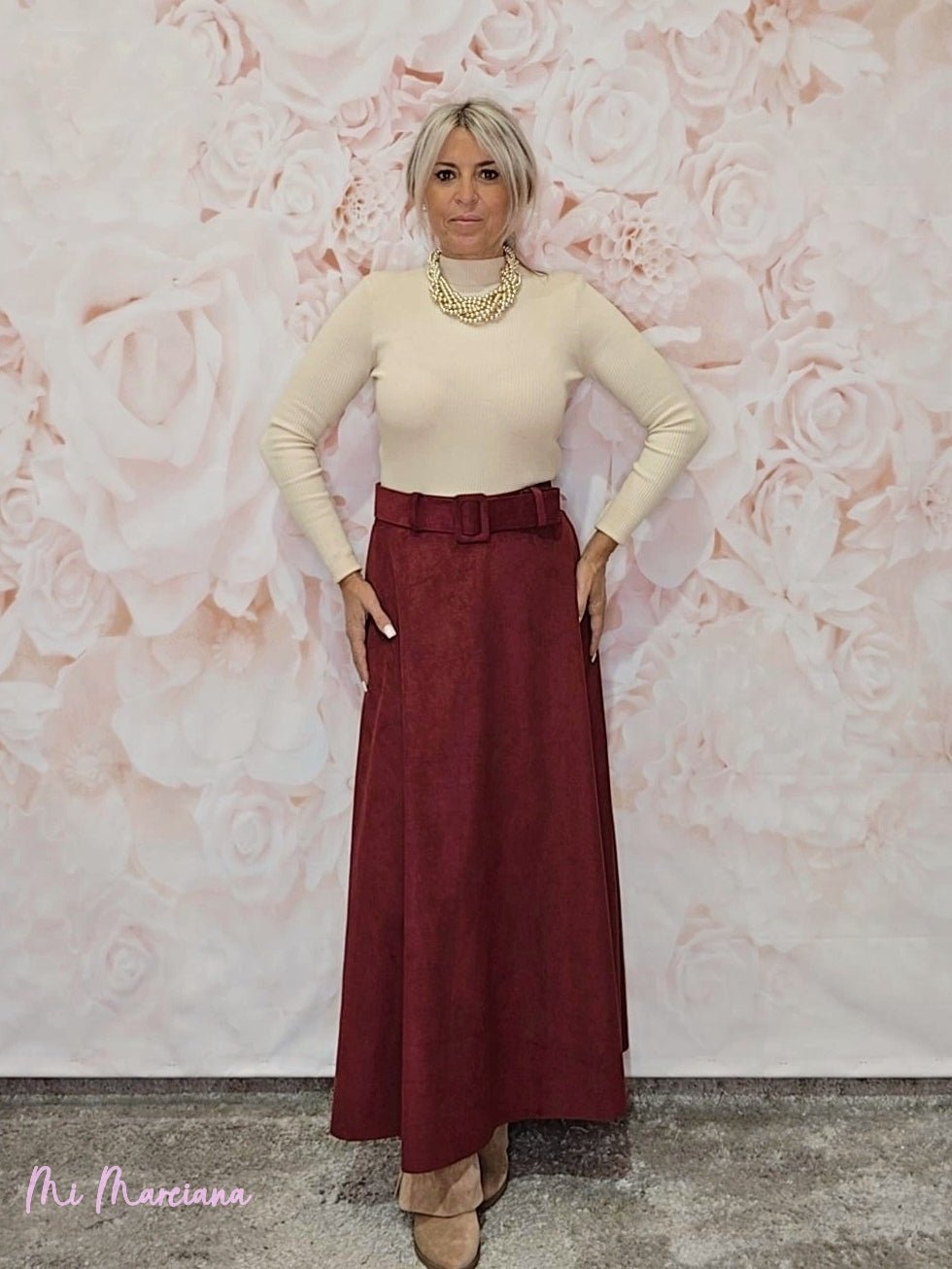 FALDA ANTELINA CON CINTURÓN - Mi Marciana