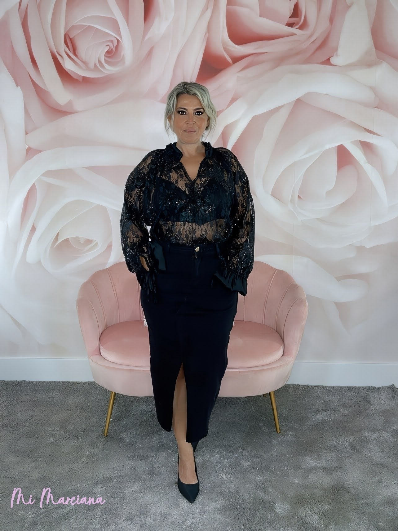 FALDA DENIM MIDI CORTE TIJERA - Mi Marciana