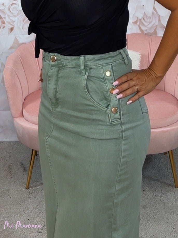 FALDA DENIM MIDI - Mi Marciana