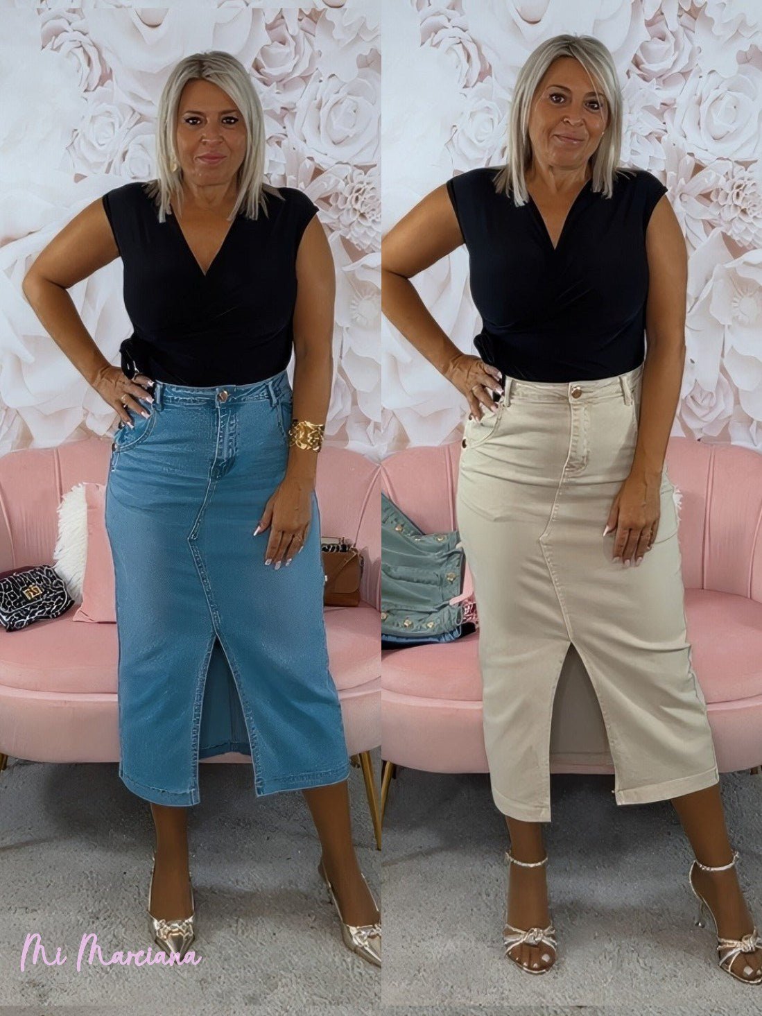 FALDA DENIM MIDI - Mi Marciana