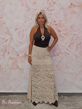 FALDA ENCAJE SIRENA BEIGE - Mi Marciana