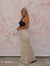 FALDA ENCAJE SIRENA BEIGE - Mi Marciana