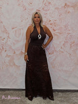 FALDA ENCAJE SIRENA MARRÓN - Mi Marciana