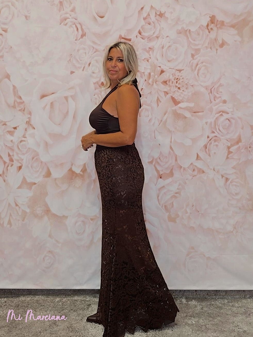 FALDA ENCAJE SIRENA MARRÓN - Mi Marciana