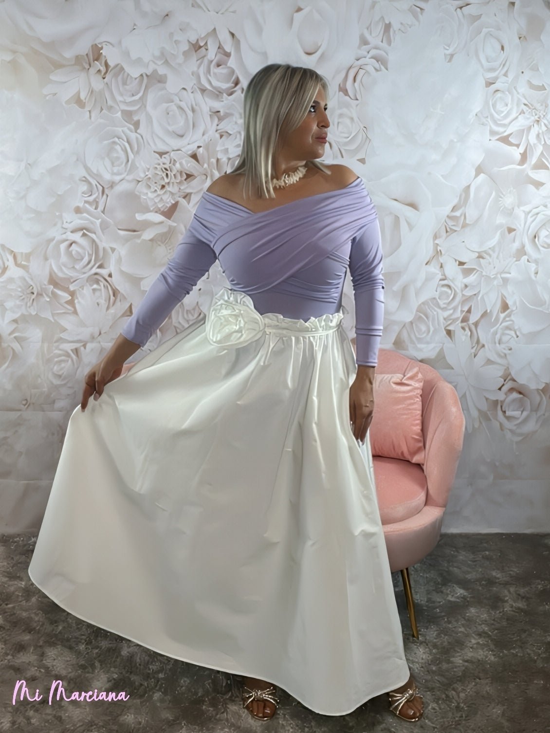 FALDA LARGA FLOR BLANCA - Mi Marciana