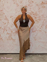 FALDA LENCERA VOLANTE ASIMETRICO ENCAJE - Mi Marciana