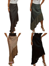 FALDA LENCERA VOLANTE ASIMETRICO ENCAJE - Mi Marciana