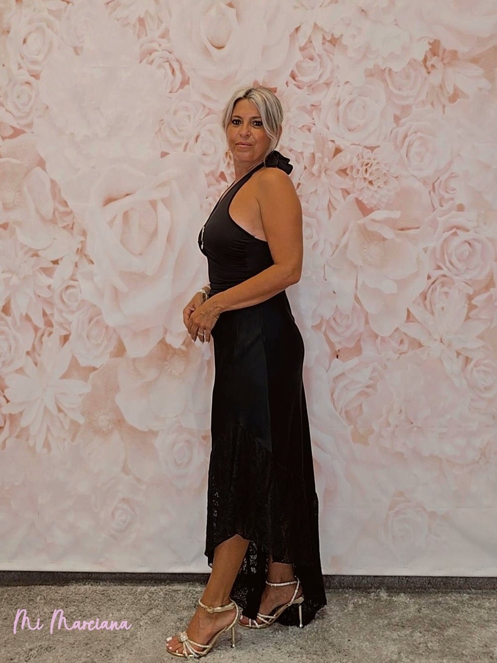 FALDA LENCERA VOLANTE ASIMETRICO ENCAJE - Mi Marciana