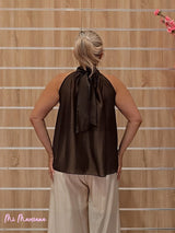 FALDA PANTALÓN ANCHO GASA TENCEL BEIGE - Mi Marciana