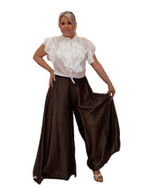 FALDA PANTALÓN ANCHO GASA TENCEL MARRÓN - Mi Marciana