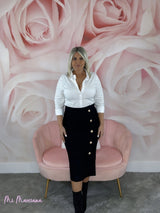 FALDA PUNTO MIDI BOTONES DORADOS - Mi Marciana