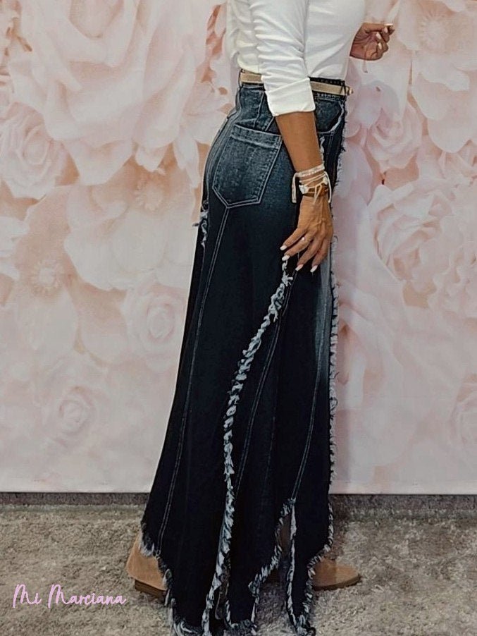 FALDA VAQUERA DESHILACHADA ASIMÉTRICA JOT - Mi Marciana