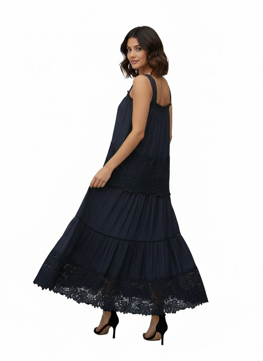 Completo gonna e top in pizzo blu navy JOT