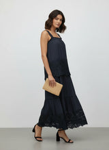 Completo gonna e top in pizzo blu navy JOT