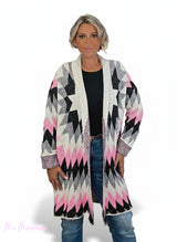 CHAQUETA PUNTO ÉTNICO ROSA JOT