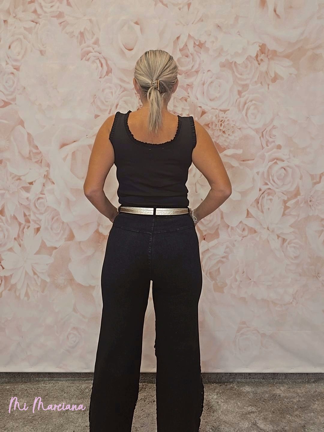 JEANS BLONDA STRASS NEGROS - Mi Marciana