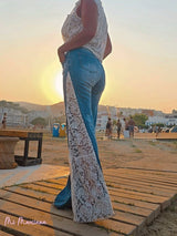 JEANS COMBINADOS ENCAJE AZUL - Mi Marciana