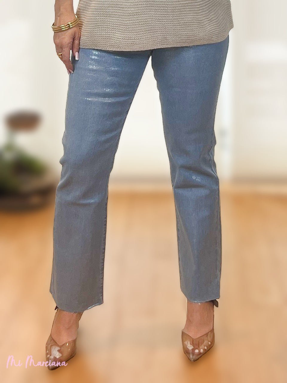 JEANS METALIZADO PLATA - Mi Marciana