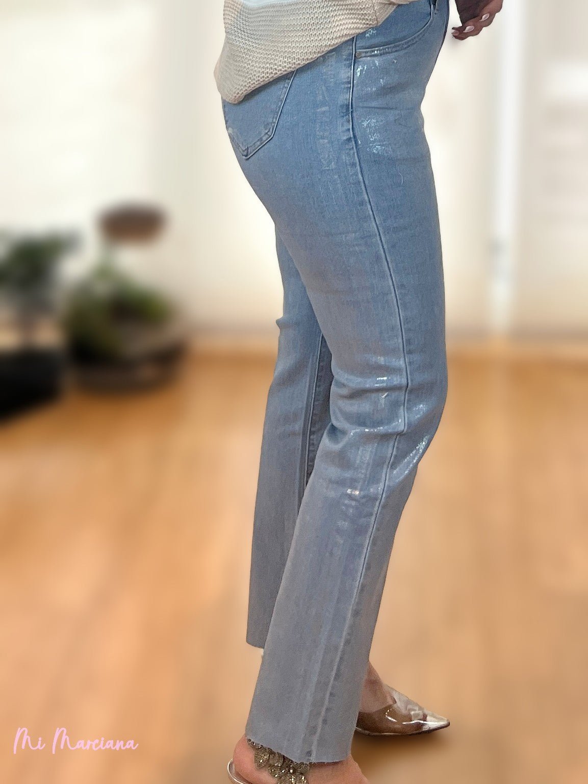 JEANS METALIZADO PLATA - Mi Marciana
