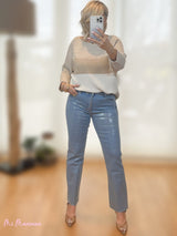 JEANS METALIZADO PLATA - Mi Marciana