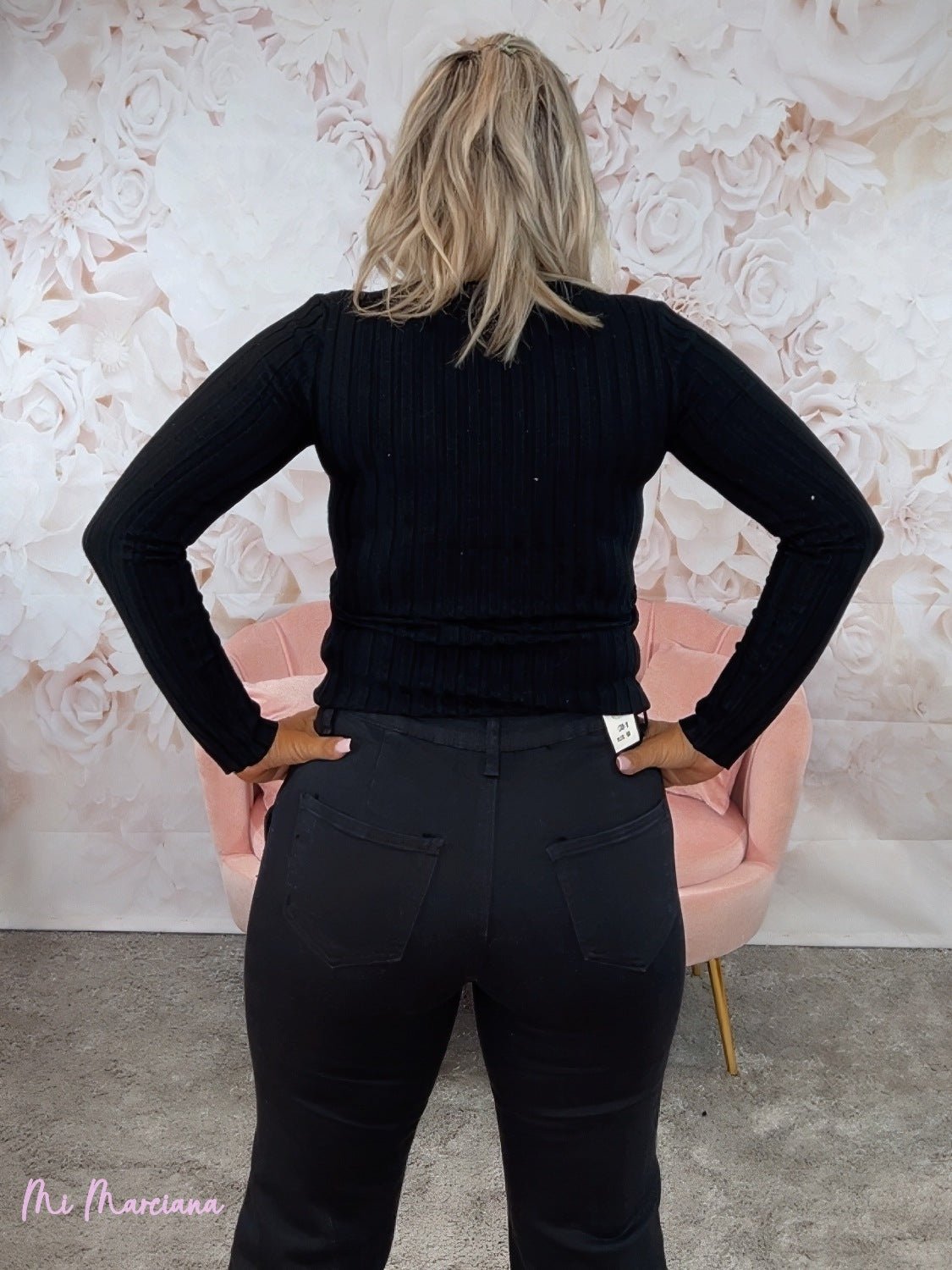 JEANS NEGRO ANCHO ONDAS - Mi Marciana