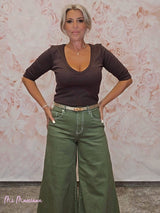 JEANS PATA ELEFANTE OLIVA - Mi Marciana