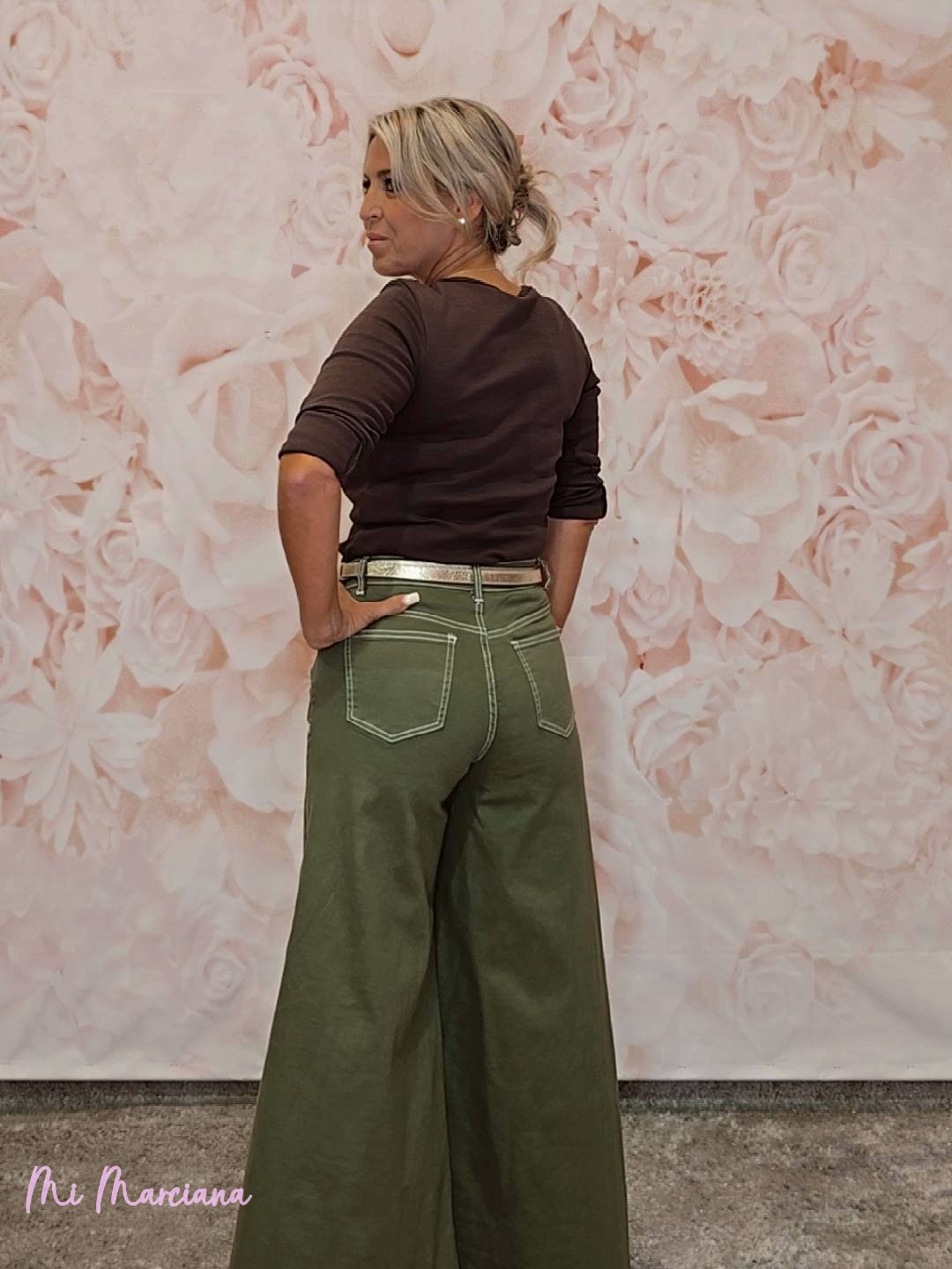 JEANS PATA ELEFANTE OLIVA - Mi Marciana