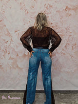 JEANS QUILLA ENCAJE MARRON - Mi Marciana