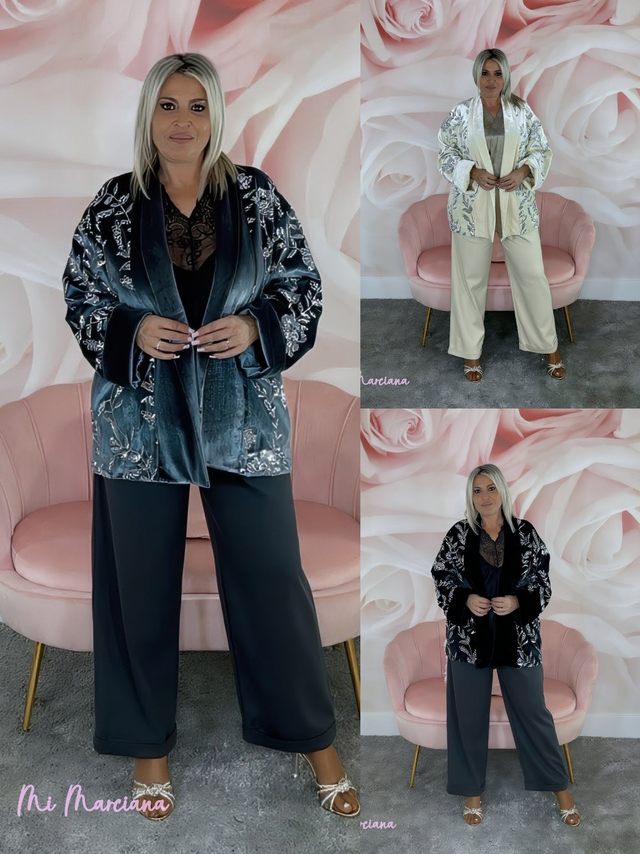 KIMONO TERCIOPELO BORDADO LENTEJUELAS - Mi Marciana