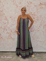 MAXI VESTIDO BAMBULA ÉTNICO VOLANTE MARINO - Mi Marciana