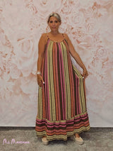 MAXI VESTIDO BAMBULA ÉTNICO VOLANTE MARRON - Mi Marciana