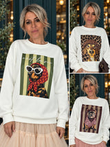 Sudadera estampada con los tres diseños de perro