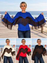 Camiseta de flecos Lumina en azul Klein, blanco, rojo y negro