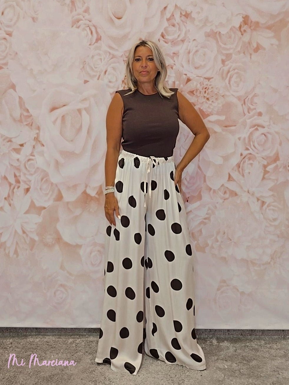 PANTALON ANCHO PALAZZO FLUIDO DE LUNARES - Mi Marciana