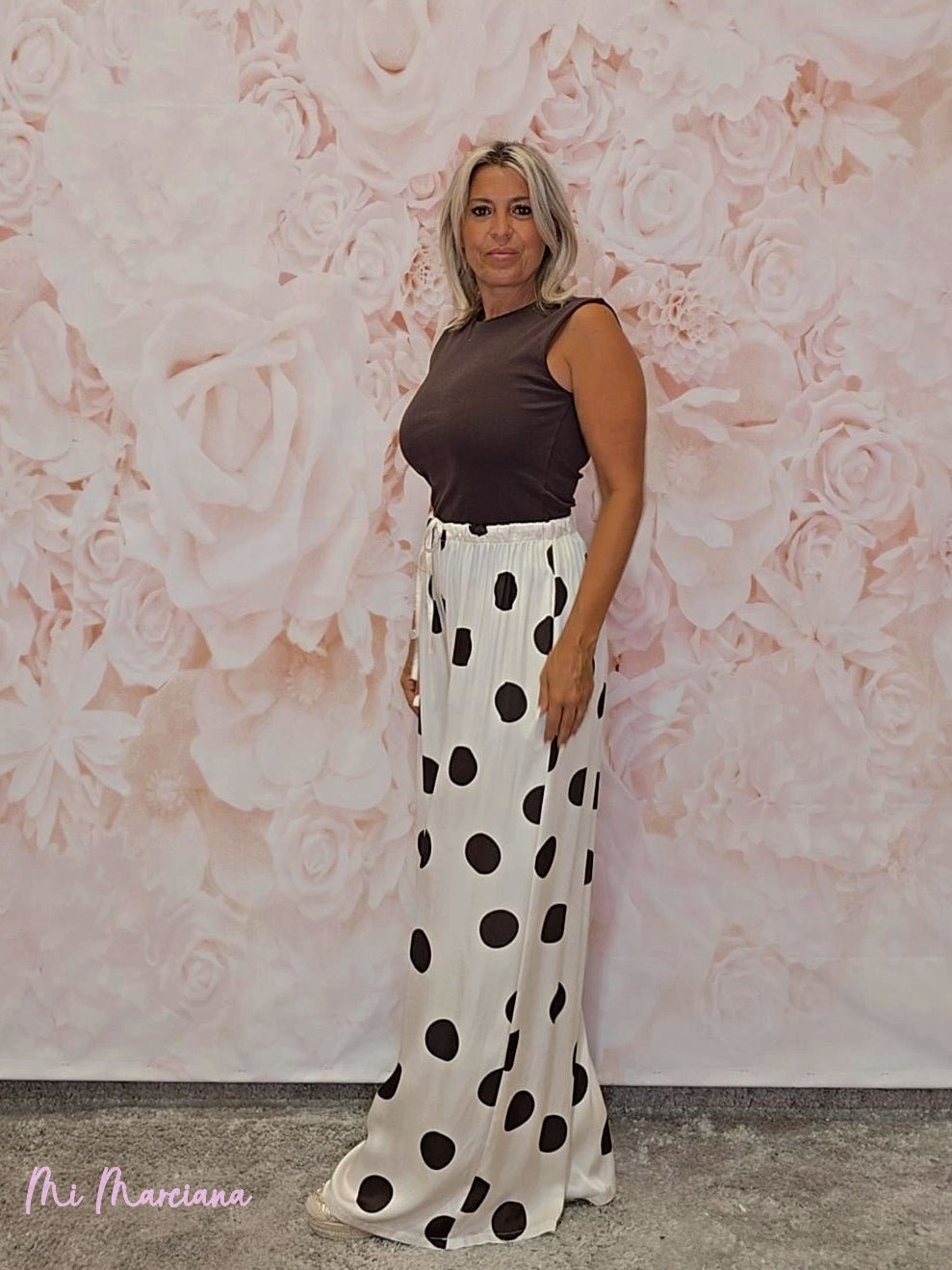 PANTALON ANCHO PALAZZO FLUIDO DE LUNARES - Mi Marciana