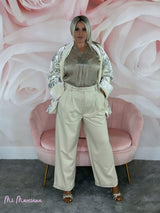 PANTALÓN ANCHO PINZAS PIEL MELOCOTÓN - Mi Marciana