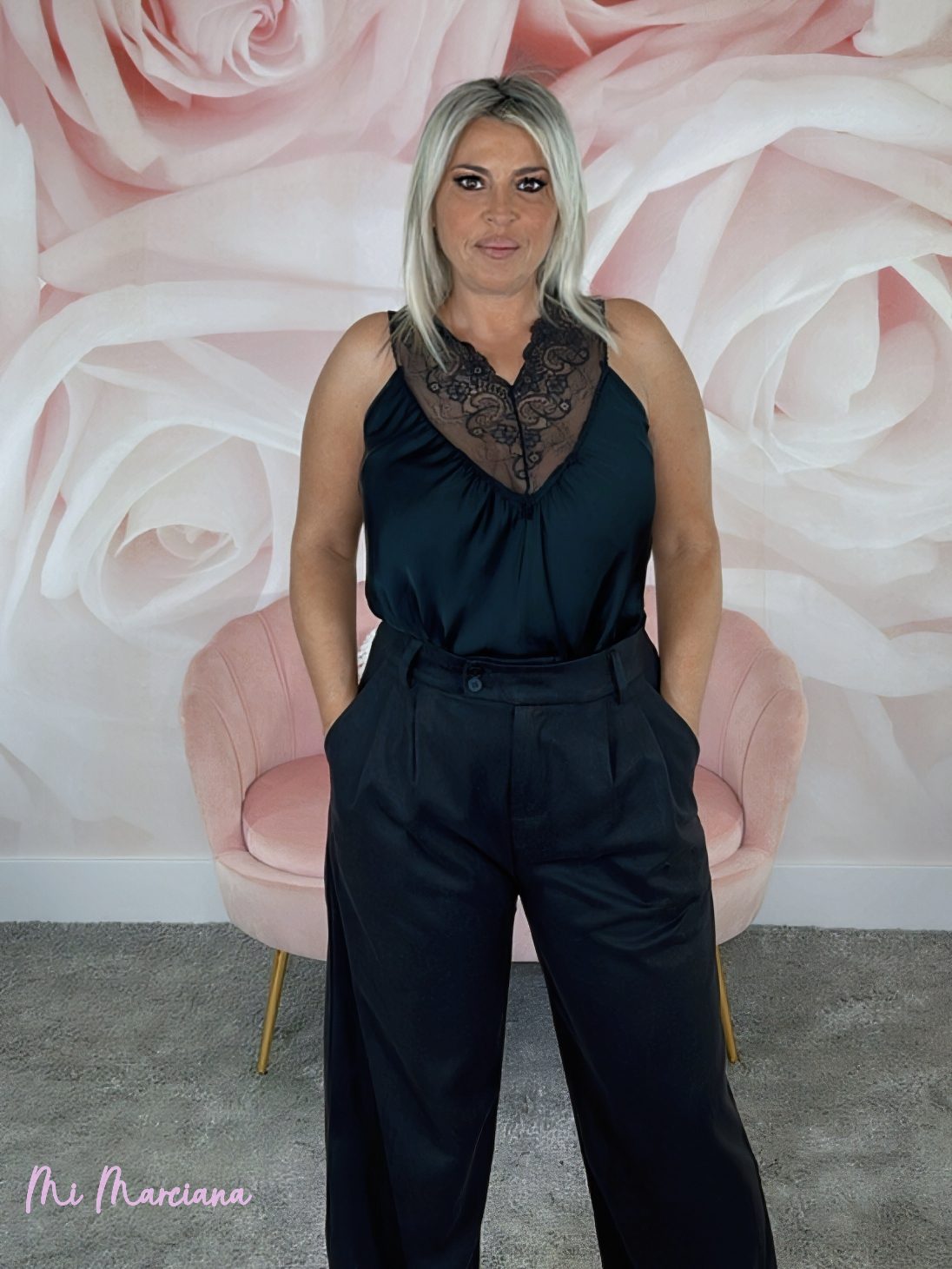 PANTALÓN ANCHO PINZAS PIEL MELOCOTÓN - Mi Marciana