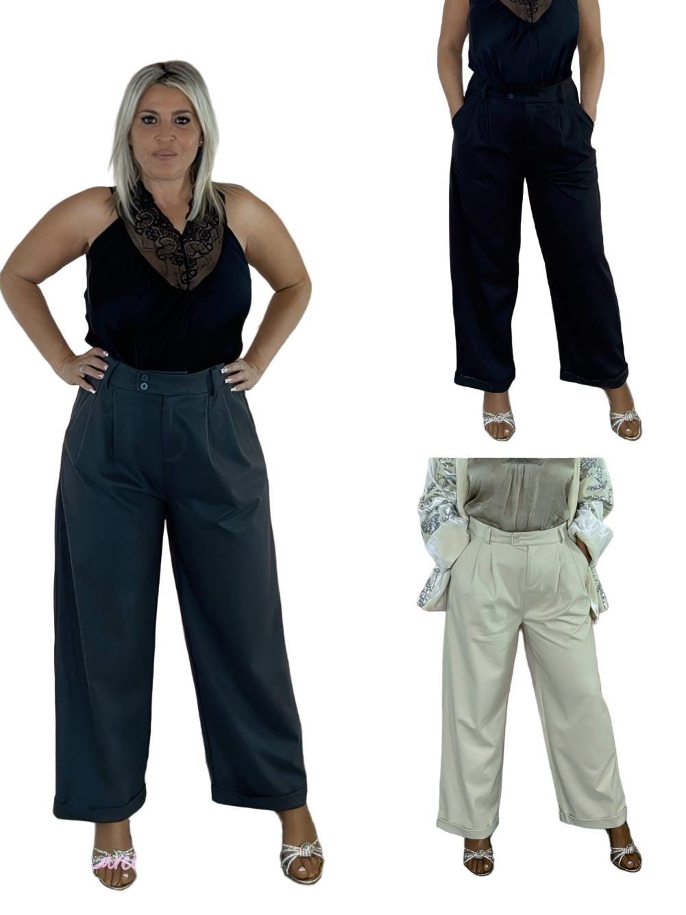 PANTALÓN ANCHO PINZAS PIEL MELOCOTÓN - Mi Marciana