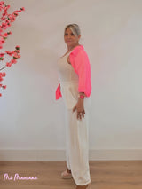 PANTALÓN ANCHO TIPO LINO BLANCO - Mi Marciana