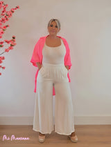 PANTALÓN ANCHO TIPO LINO BLANCO - Mi Marciana