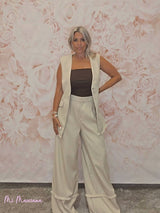 PANTALÓN PANAMÁ FLECOS BEIGE - Mi Marciana