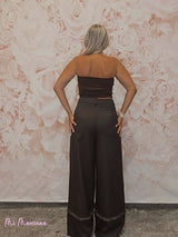 PANTALÓN PANAMÁ FLECOS MARRÓN - Mi Marciana