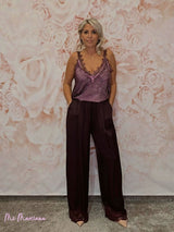 PANTALÓN SATÉN BAJO ENCAJE - Mi Marciana