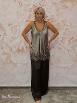 PANTALÓN SATÉN BAJO ENCAJE - Mi Marciana