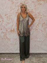 PANTALÓN SATÉN BAJO ENCAJE - Mi Marciana