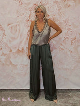 PANTALÓN SATÉN BAJO ENCAJE - Mi Marciana