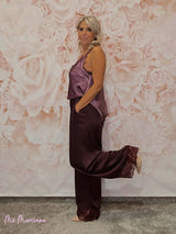 PANTALÓN SATÉN BAJO ENCAJE - Mi Marciana