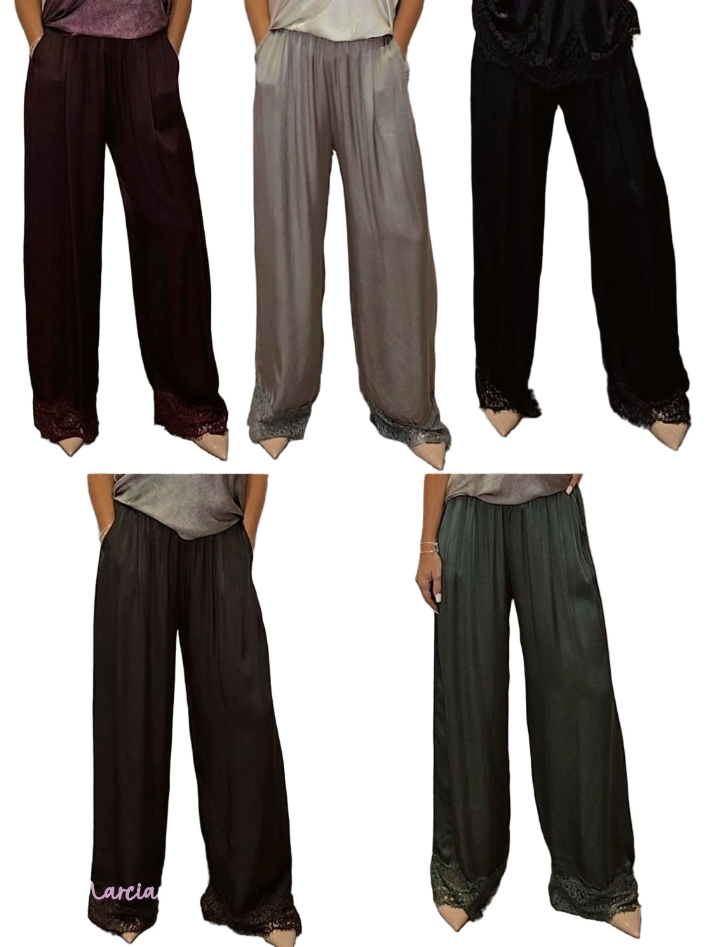 PANTALÓN SATÉN BAJO ENCAJE - Mi Marciana