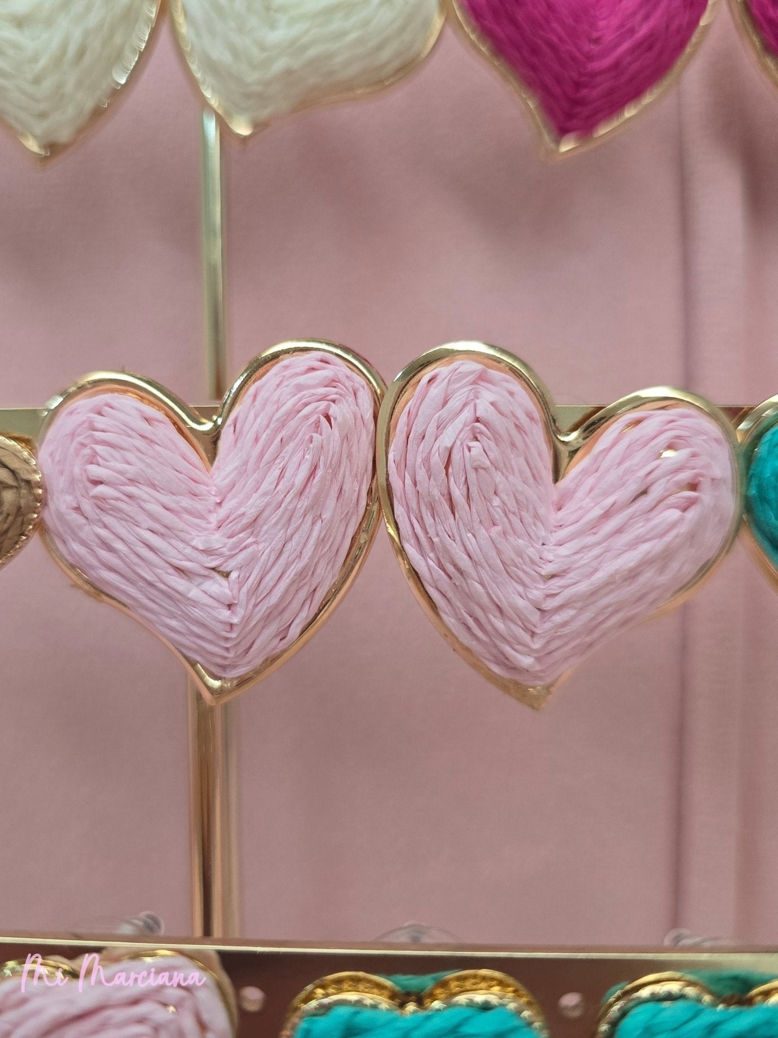 PENDIENTES CORAZÓN RAFIA GRANDE - Mi Marciana