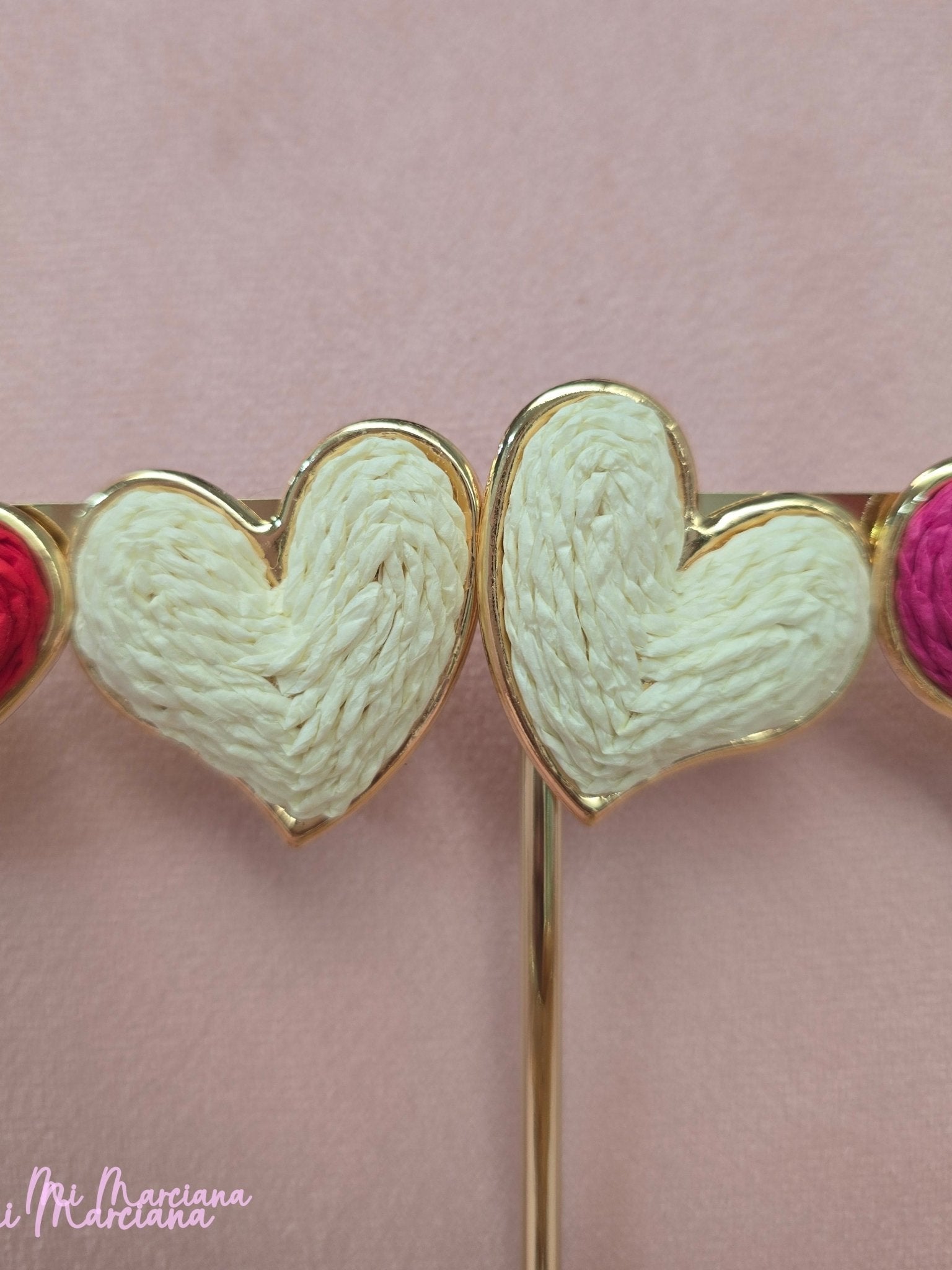 PENDIENTES CORAZÓN RAFIA GRANDE - Mi Marciana